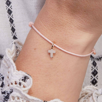 Mini Cross Charm Bracelet gold plated merci maman