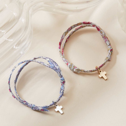 Mini Kreuz Charm Liberty Armband vergoldet merci maman