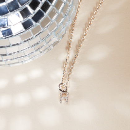 Collier Mini Charm Alphabet Cristal argent merci maman