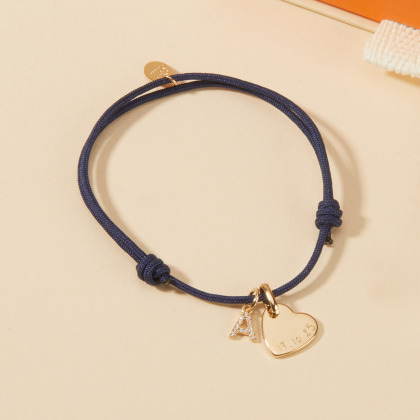 Bracelet personnalisé Mini Alphabet Cristal Coeur plaqué or merci maman