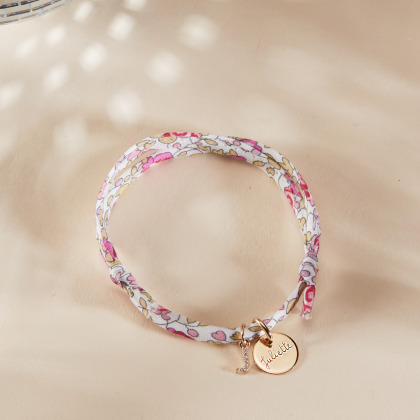 Pulsera personalizada Liberty Mini Abecedario de cristal bano de oro merci maman