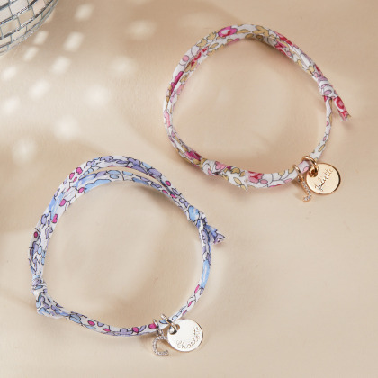 Bracciale personalizzato Liberty Mini Alfabeto Cristallo merci maman