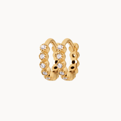 Pendientes de aro mini Eternidad Cristal baño de oro merci maman