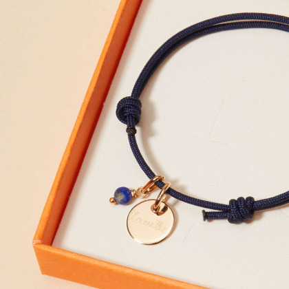 Pulsera personalizada con mini gema baño de oro merci maman