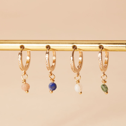 Boucles d'oreilles Mini Pierre Fine plaqué or merci maman