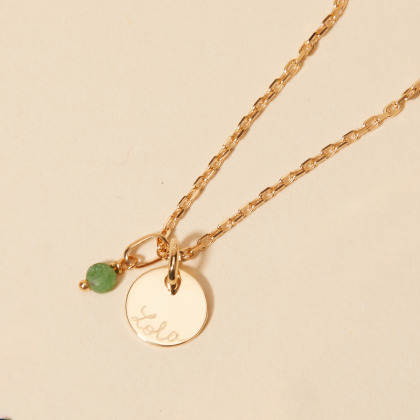Collar personalizado con mini gema baño de oro merci maman