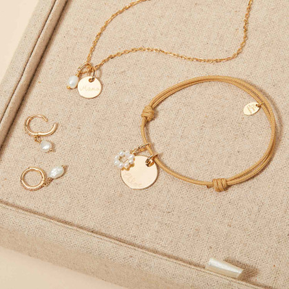 Collier personnalisé Mini Perle plaqué or merci maman