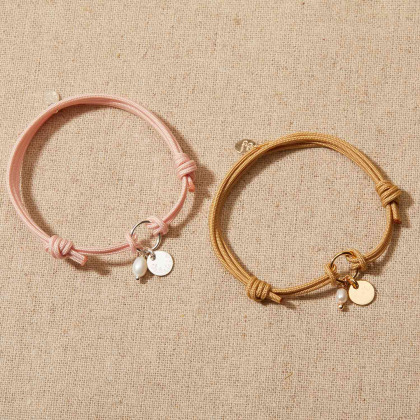 Bracciale personalizzato con anello Eternità e perla placcato in oro merci maman