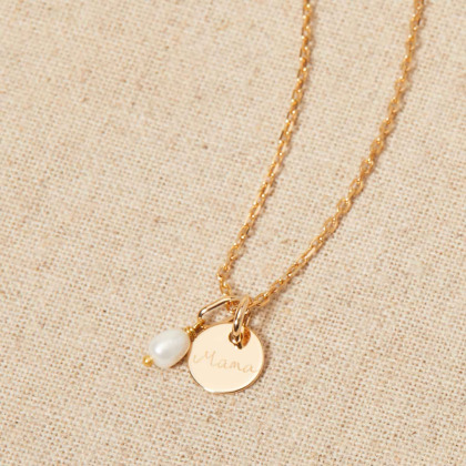 Personalized Mini Pearl Necklace gold plated merci maman