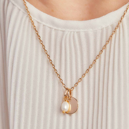 Personalised Mini Pearl Necklace gold plated merci maman