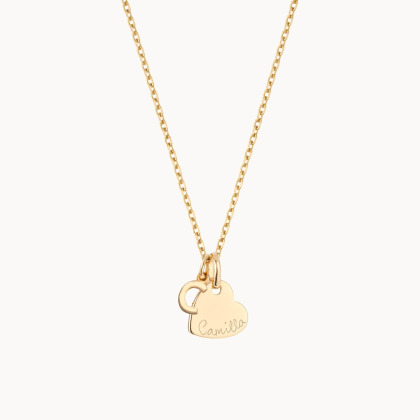 Collier personnalisé Mini Alphabet Coeur plaqué or merci maman