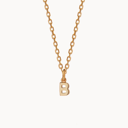 Mini Alphabet Charm Necklace gold plated merci maman