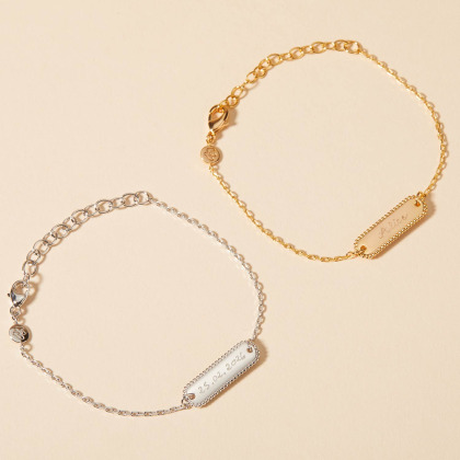 Personalised Mini Beaded Identity Chain Bracelet Merci Maman