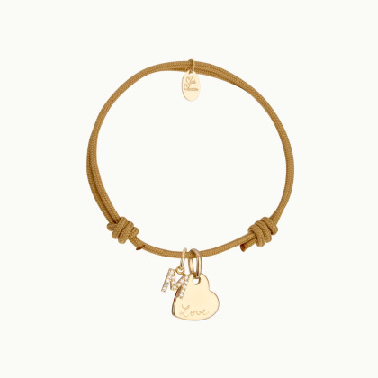 Bracelet personnalisé Mini Alphabet Cristal Coeur plaqué or merci maman