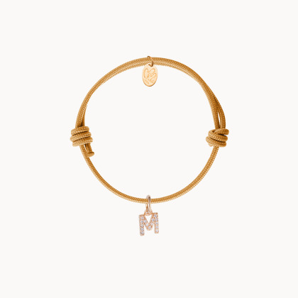 Mini Crystal Alphabet Charm Bracelet gold plated merci maman