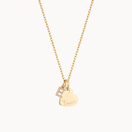 Collier personnalisé Mini Alphabet Cristal Coeur plaqué or merci maman