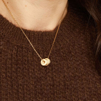 Personalisierte Mini Kristall Unity Namenskette Vergoldet Merci Maman