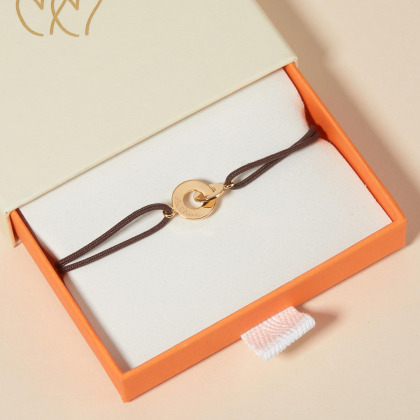 Pulsera personalizada mini Aros Entrelazados Baño de oro Merci Maman