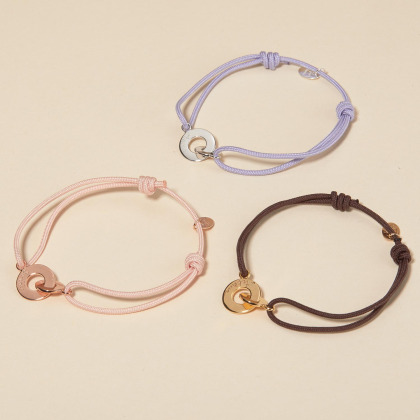 Pulsera personalizada mini Aros Entrelazados Baño de oro Merci Maman