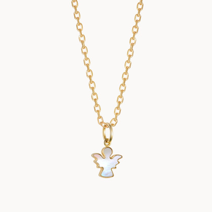 Personalisierte Mini Perlmutt Halskette zur Taufe oder Kommunion merci maman