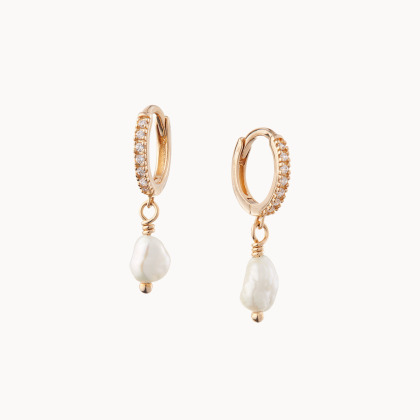 Mini Pearl Hoop Earrings gold plated merci maman