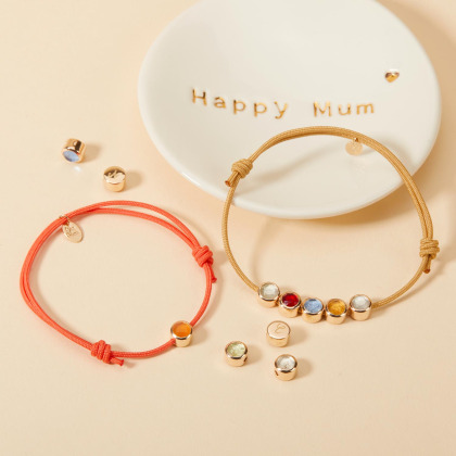 Personalisiertes Geburtsstein Perlen Initialen Armband vergoldet merci maman