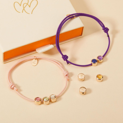 Personalisiertes Geburtsstein Perlen Initialen Armband vergoldet merci maman