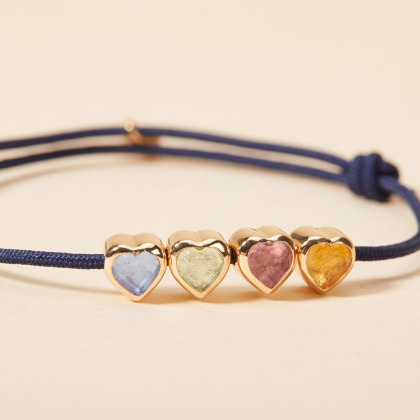 Personalisiertes Herz Geburtsstein Perlen Initialen Armband vergoldet merci maman