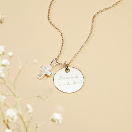 personalised mother of pearl cross necklace in sterling silver merci maman