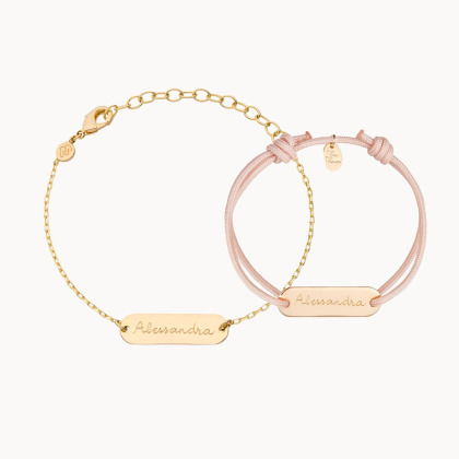 Personalised Mother & Child Identity Bracelet Set merci maman