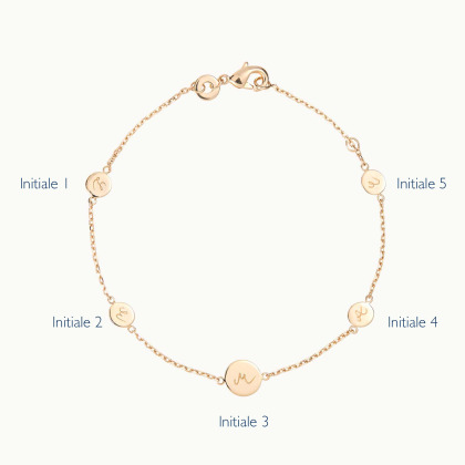 Bracelet Pastille Initiale personnalisé plaqué or merci maman