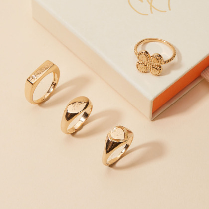 Anillo personalizado Trébol baño de oro merci maman