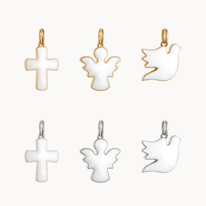Comprar un colgante de esmalte personalizado baño de oro merci maman