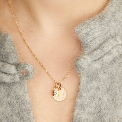 Collier personnalisé Cadenas & Clé Merci Maman