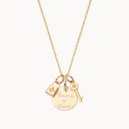 Collier personnalisé Cadenas & Clé Merci Maman