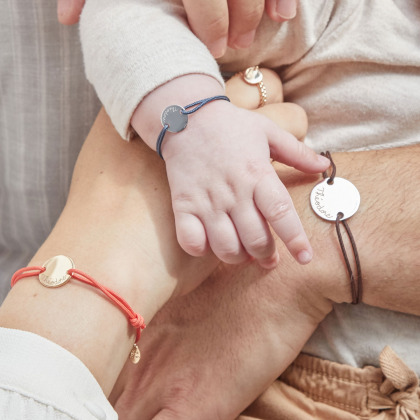 Pulsera personalizada con medalla grande hombre plata de ley merci maman
