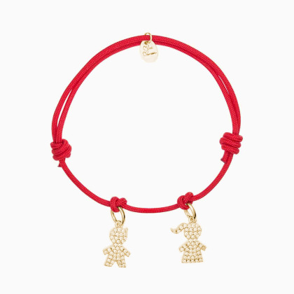 Bracelet personnalisé Famille Pavé Cristal doré à l'or fin Merci Maman