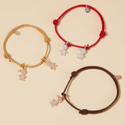 Bracelet personnalisé Famille Pavé Cristal doré à l'or fin Merci Maman