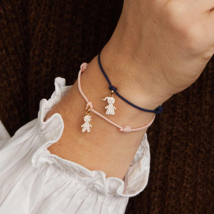 Bracelet personnalisé Famille Pavé Cristal doré à l'or fin Merci Maman