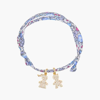 Bracelet personnalisé Famille Pavé Cristal Liberty Doré à l'or fin Merci Maman