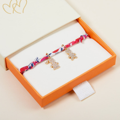 Bracelet personnalisé Famille Pavé Cristal Liberty Doré à l'or fin Merci Maman