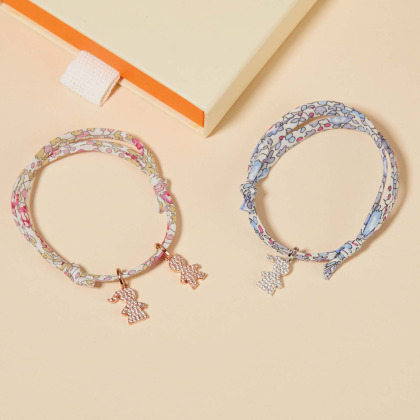 Bracelet personnalisé Famille Pavé Cristal Liberty Doré à l'or fin Merci Maman