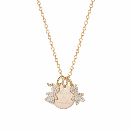Collier personnalisé Maman Pavé Cristal doré à l'or fin Merci Maman