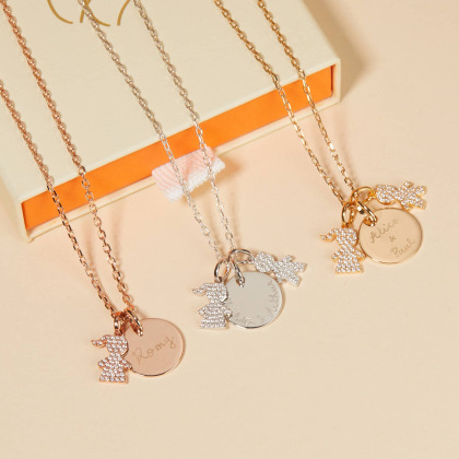 Collier personnalisé Maman Pavé Cristal doré à l'or fin Merci Maman