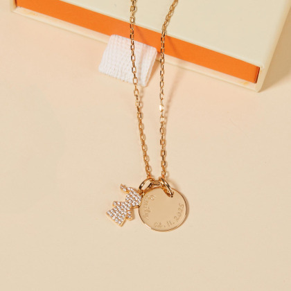 Collier personnalisé Maman Pavé Cristal doré à l'or fin Merci Maman