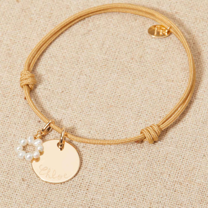 Bracelet personnalisé Fleur de Perles plaqué or merci maman