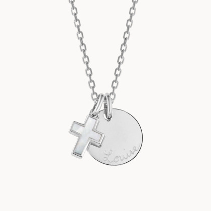 personalised mother of pearl cross necklace sterling silver merci maman