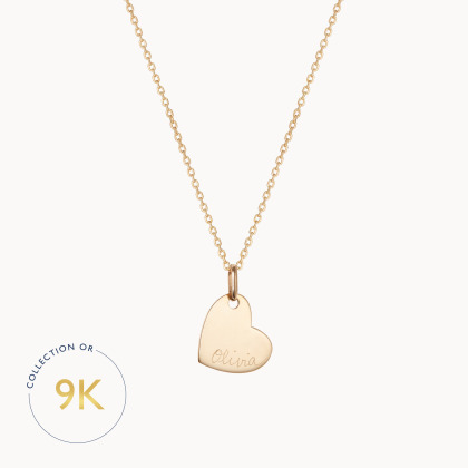 Collier personnalisé Coeur en Or 9 carats merci maman