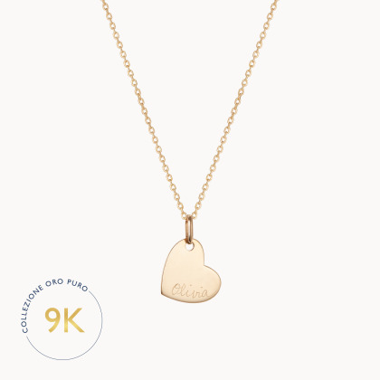 Collana personalizzata Cuore in oro puro 9 carati merci maman