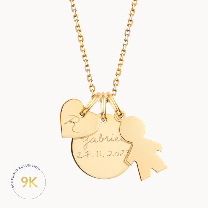 Personalisierte 375er Gold Duchess Kate Halskette merci maman